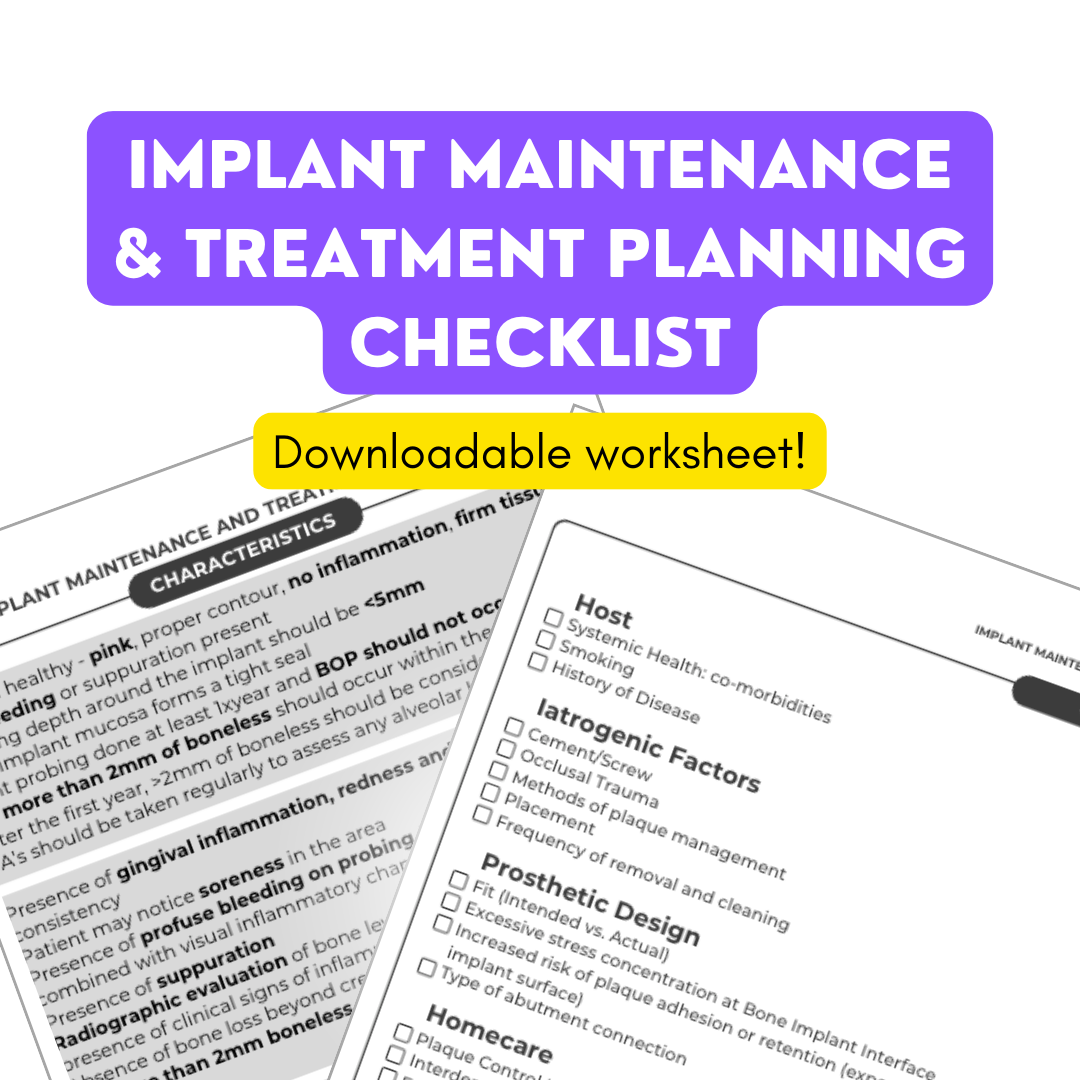 Implant Maintenance & Treatment Planning Checklist