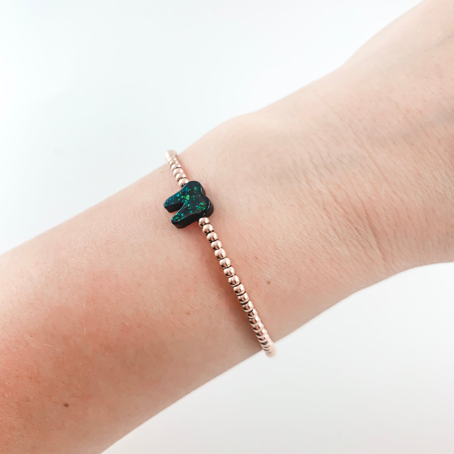 Midnight Black Rose Gold Opal Bracelet